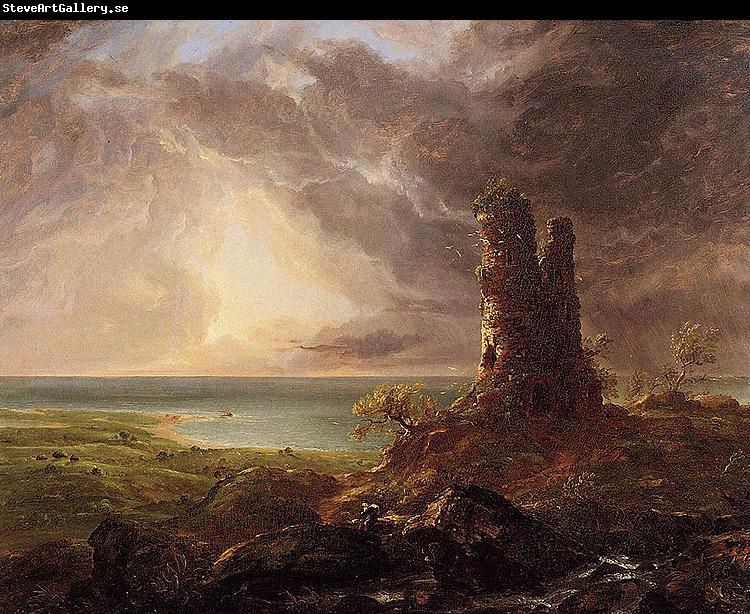 Thomas Cole Romantic Landscape with Ruined Tower